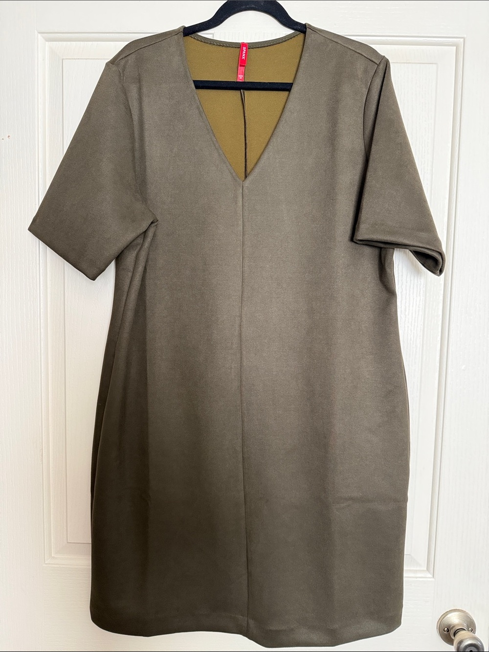 SPANX Olive Green V-Neck Midi Shift Dress